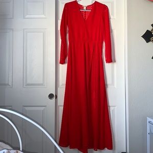 Red Long Sleeved Dress